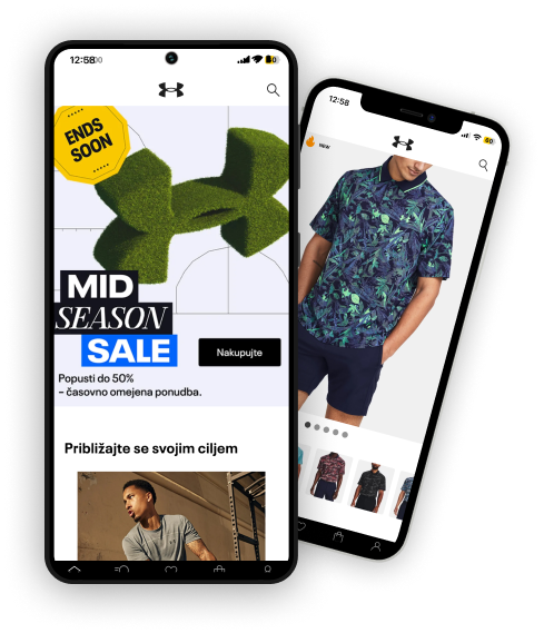 Nakupujte v aplikaciji Under Armour, da boste vedno korak pred drugimi.